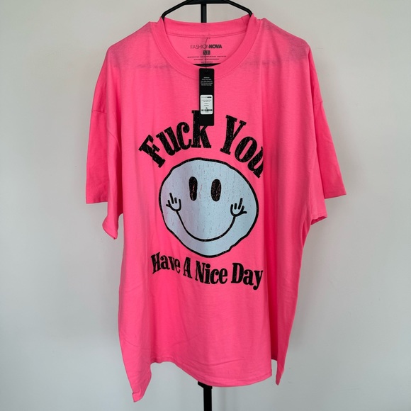FN | Have a Nice Day Graphic Tee | Hot Pink | Size XL | NWT - Picture 5 of 8